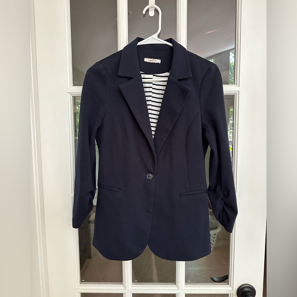 41 Hawthorn Navy knit blazer, 3/4 sleeve
